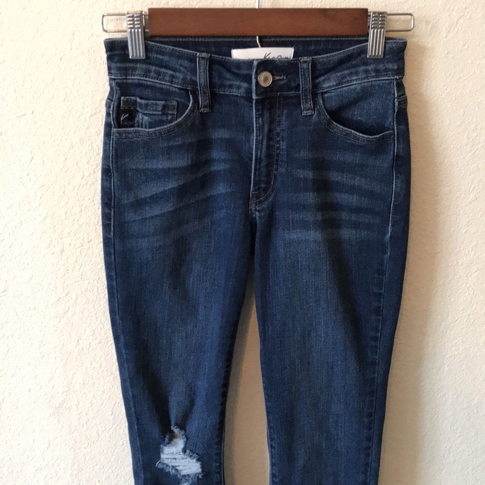 KanCan Distressed Ankle Jeans with Raw Hem